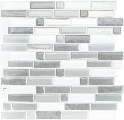 SMART TILES Peel and Stick Backsplash - 5 Sheets of 9.36" x 9.73"...