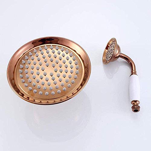 Ensemble de douche en bronze avec colonne télescopique or rose et titane - 7