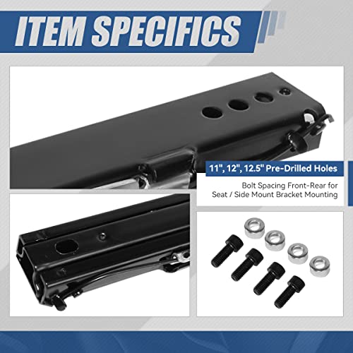 Universal Aftermarket Front Bucket Racing Seat Bottom Mount Dual Lock Slider, Driver Or Passenger Side, Black Powdercoated #TOP14
