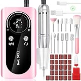 Torno Para Uñas Profesional 45000 Rpm, 12 En 1 Lima Uñas Electrica, Con Velocidad Ajustable, Recargable, Portátil, Para Uña De Gel Y Acrílicas, Manicura Y Pedicura,Salón Y Uso Doméstico
