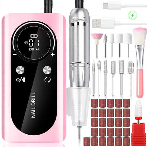 Ponceuse Pour Ongles Professionnel-45000 Rpm, 12 En 1 Ponceuse Ongle,Rechargeable,Lime a Ongle Electrique Portable,Avec Lcd écran Et Vitesse Réglable,Pour Gel Et Ongles En Acrylique,Salon