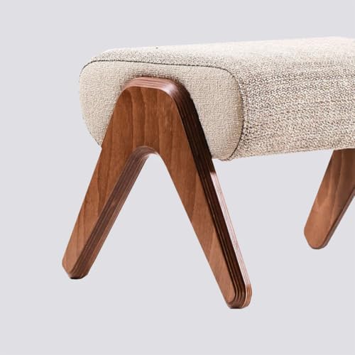 KYS Design Dodo Ottomanı Ahşap Keten Ağacı Çapraz Ayaklı Akıl Ceviz Rengi - Görsel 4