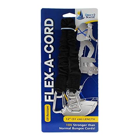 Flex-A-Cord - A Black Nylon Reinforced Cable 10x Stronger Than Normal Bungee Cords - Bungee Cords with Stainless Steel Carabiner Hooks - Bungee Storage Solution Holds up to 300lbs (12" Length) Cover