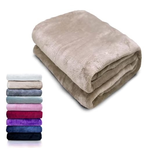 HTE Manta Microfibra Suave para Sofá y Cama, Super Caliente para Adulto y Niño,Sin Arrugas (Beige, 220 x 240 cm)