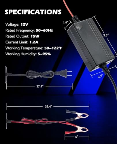 ARUSPRAY Store ARUSPRAY 12V 7Ah 1.7A DC Battery Charger for Car, - Image 6