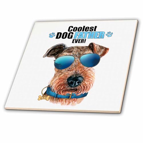 8 Inch Ceramic Tile - Cool Airedale Terrier Dog in Sunglasses Funny for The Dogfather Dogs Rule Collection