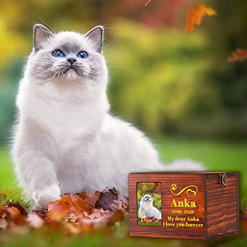Buaodam Custom Pet Wood Urn With Name Date And Text,Personalised Wood Pet Urn/Ashes Casket With Photo Slot And Engraving,Custom Pet Urn Souvenir Wood Box For Dog Cat Rabbit And Bird (Engrave) #TOP5