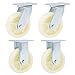 FWZJ Uniwersalne kółka skrętne, wysokiej jakości kółka do płyt obrotowych, nylonowe, przemysłowe, do mebli, wózków stołowych, warsztatów, garażu, 4 sztuki (standardowe + uniwersalne 125)