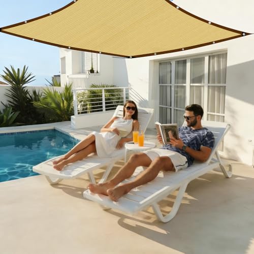 Filet d'ombrage 2x4 m beige résistant aux UV avec œillets de jardin - 8