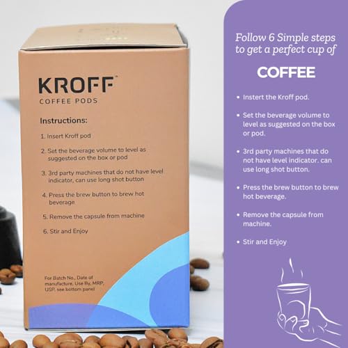 Image of KROFF Hazelnut Cappuccino Coffee Pods | Rich Hazelnut Coffee with Creamy milk | 10 Pods Per Box | Dolce Gusto Compatible