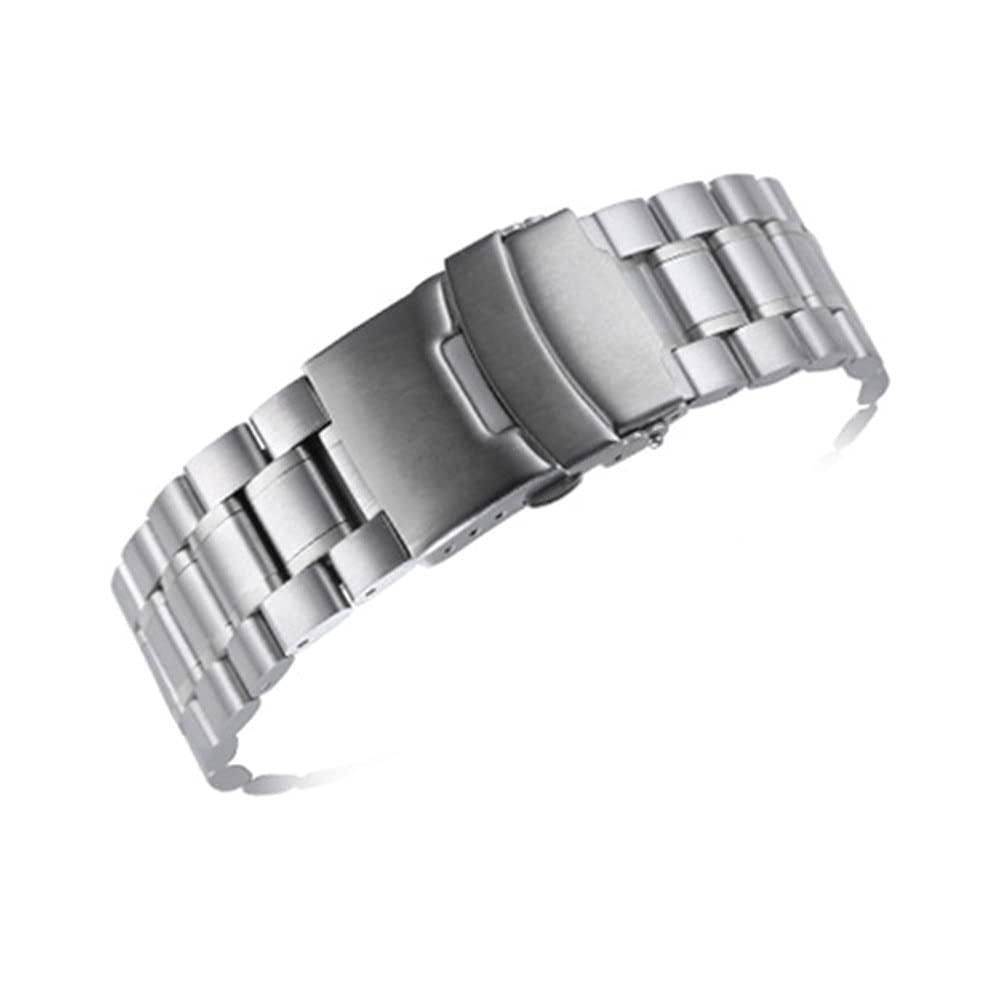 Cinturino Orologio In Acciaio Inox 18/20/22/24 Mm &ndash; Chiusura A Fibbia &ndash; Universale Argento