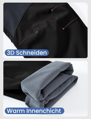 Rdruko Skihose Damen Wasserdicht Winterhose Gefüttert Warme Softshellhose Winter Outdoorhose Winddicht Thermohose für Outdoor-Aktivitäten (Schwarz, M)