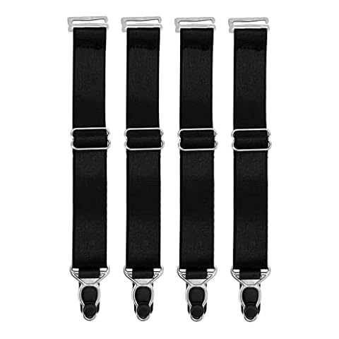 Satini Adjustable Metallic Clip Wide Suspender Belt Lingerie Straps (Black - Silver, 4 straps) Cover