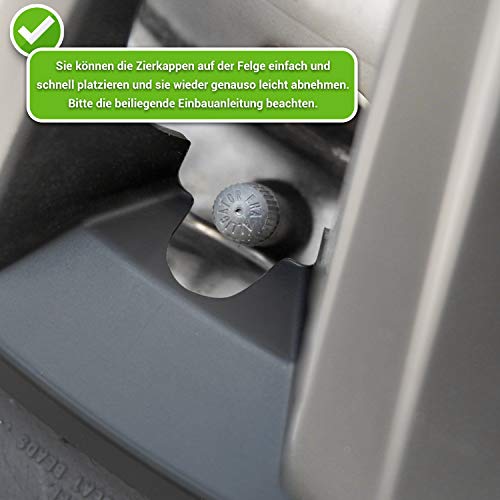 Wieldoppen voor de auto, 4-delige set, geschikt voor alle stalen velgen, instelbare borgring, 16 inch, zwart/zilver - Image 6