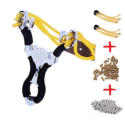 Hunting Slingshot with 3 Rubber Bands and Ammo Balls High Velocity Catapult