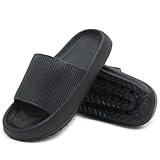 Acfoda Cozislides Original Slippers Damen EVA Hausschuhe Badeschuhe Herren Cloudyzz Schlappen Weiche Wolkenschuhe Rutschfest Badelatschen Dicke Sohle Badeschlappen Strand Pantoletten Schwarz 40/41