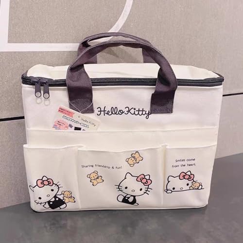 Bolso tipo tote de lona con cierre superior y 4 bolsillos miniatura 3