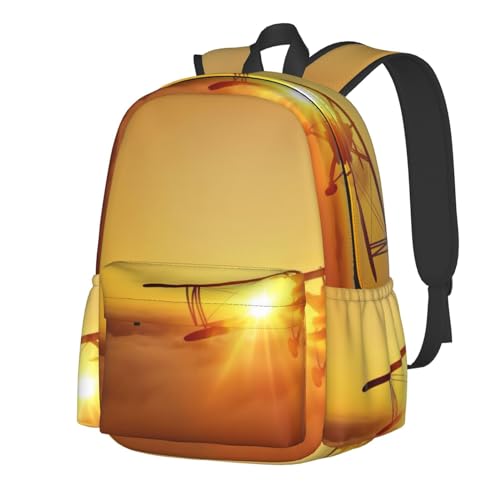 Sac à dos école avion au coucher du soleil pour voyages et sorties loisirs