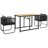 Outsunny Set da Giardino 3 Pezzi in Rattan Moderne 110x60x75 cm Nero Grigio