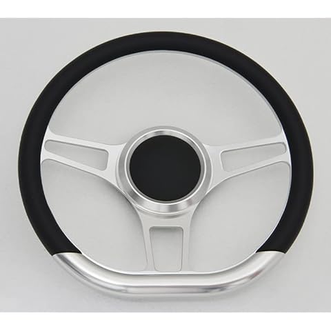 Flashpower 14'' Billet Half Wrap Steering Wheel with 9 Bolts 2'' Dish and Horn Button(Black) Cover