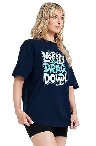 Image of LEOTUDE Women's Cotton Regular Fit Half Sleeve Oversized Tshirt, Round Neck Longline Drop Shoulder | ful Printed Combo T-Shirt (Pack Of 3)