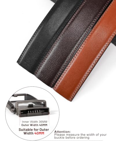 Image of BELTROAD Ratchet Belt Strap for Men Leather Belts Without Buckle | Only 1 3 /8 inch Replacement Belt Strap for 1.5 inch Buckle Men's Adjustable Leather Ratchet Belt for Jeans Pants Dress Casual Gifts