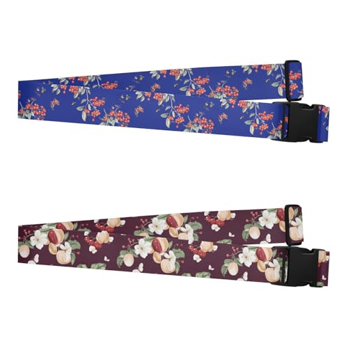 Paquete de 2 correas de equipaje, correa de maleta ajustable resistente para viajes marítimos, viajes diarios, uso diario - dulce fruta de serbal azul real