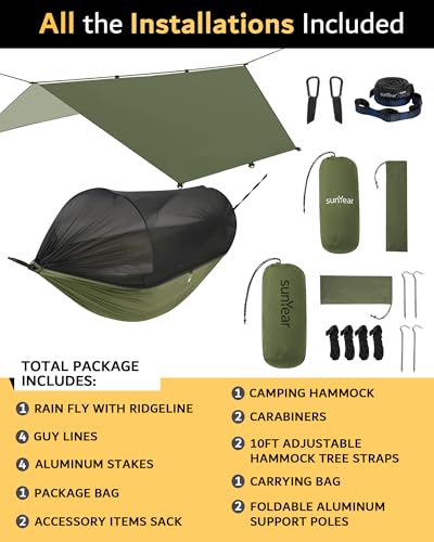 Image of Sunyear Camping Hammock with Spacious Net, Single /Double,Outdoor&Indoor