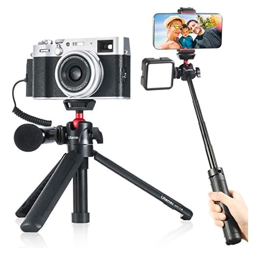 Ulanzi MT-16 Camera Tripod Stand Holder, Mini Tabletop Tripod Selfie Stick with Cold Shoe, Travel Tripod for iPhone 12 Canon G7X Mark III Sony ZV-1 RX100 VII A6600 Vlogging Filmmaking Live Streaming