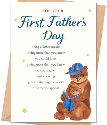 FANCYLUCKY Happy First Fathers Day Gift for New Dad Funny 1st Fathers Day Card for New Dad from Baby Boy Girl First Time Dad Card
