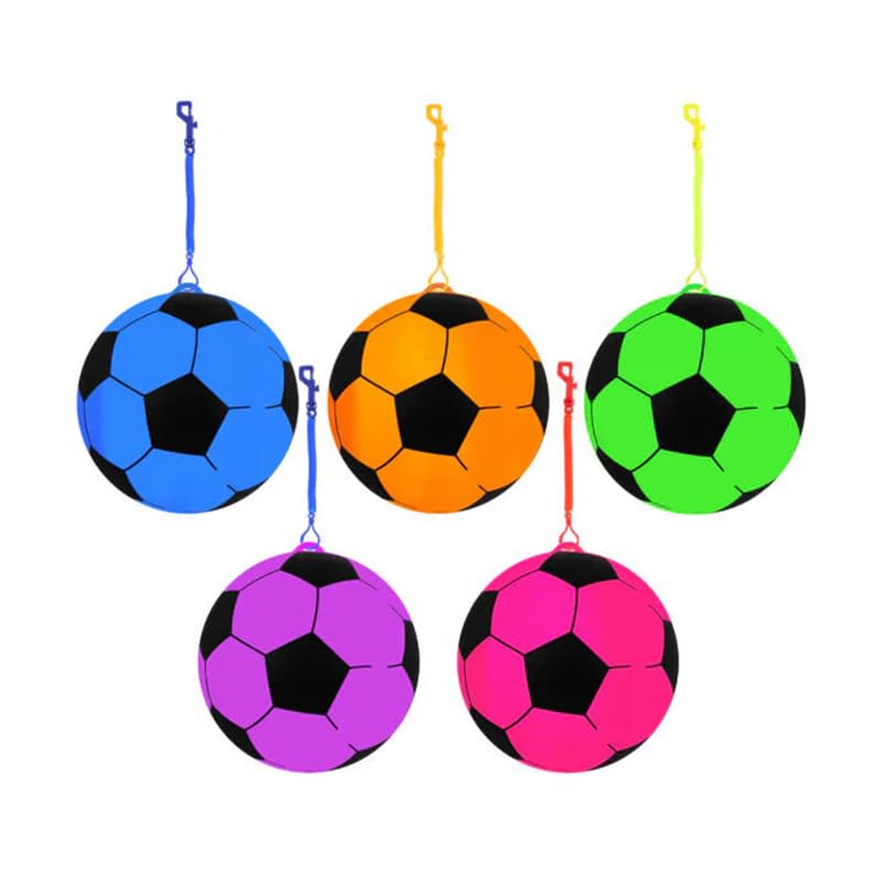 22cm PVC Kids Football with Hook Keychain โ Lightweight Outdoor Soccer Ball for Kids, Spiral Design, 1 x Random Colors