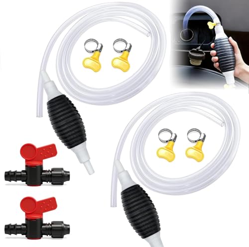2Sets Multifunction Liquid Sucker Pump Manual Fuel Transfer Pump Gasoline Siphone Hose Portable Siphon Pump For Gasoline Diesel Water Fish Tank
