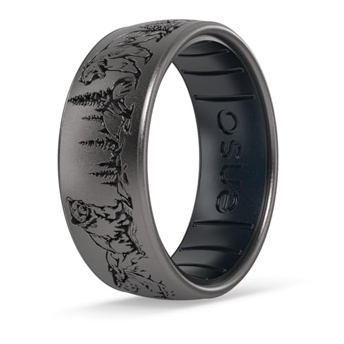 Enso Rings Etched Classic Silicone Rings - Etched Nature Collection - Comfortable and Flexible Design