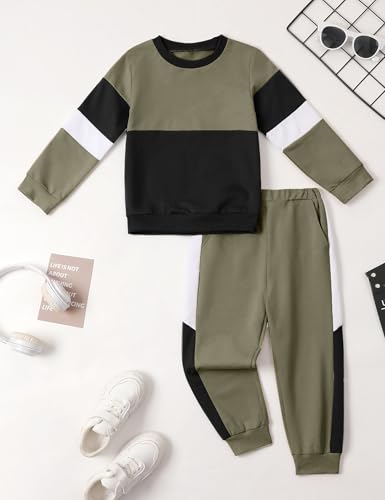 Image of Toddler Boy Clothes Long Sleeve Hoodie Sweatsuits Tops and Pants 2Pcs Boys Fall Winter Outfits Set