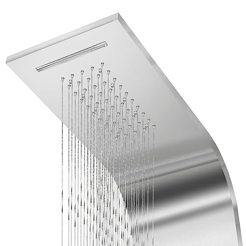 Panneau de douche acier inoxydable incurvé avec flexible de 150 cm pour cabine - 6