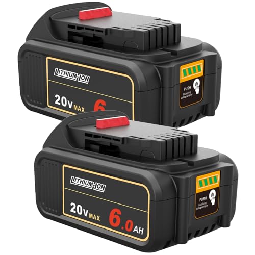 Amicross WTL200 2-Pack 6.0Ah Replacement Battery For Dewalt 20V Max Battery,Compatible cover