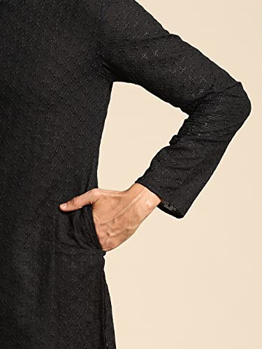 Image of Rajubhai Hargovindas Men Pure Cotton Chikankari Embroidered Straight Kurta