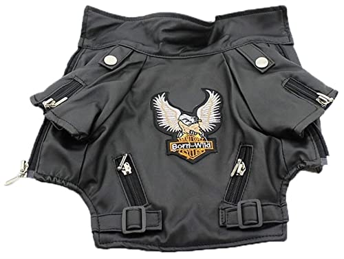 Großer Hundemantel PU Lederjacke Luxus Weicher Hund Parka Mantel Herbst Winter Wasserdicht Mantel Sport Oberbekleidung Kleidung für Kleine Mittlere Hunde (Farbe : Schwarz, Größe : L-L)