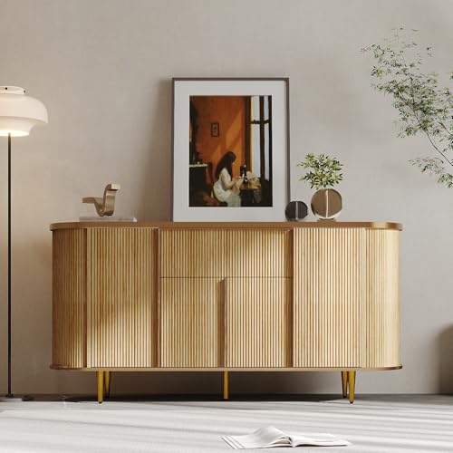 PREMTURE Sideboard Kommode Holzoptik mit Marmorplatte, Anrichte...