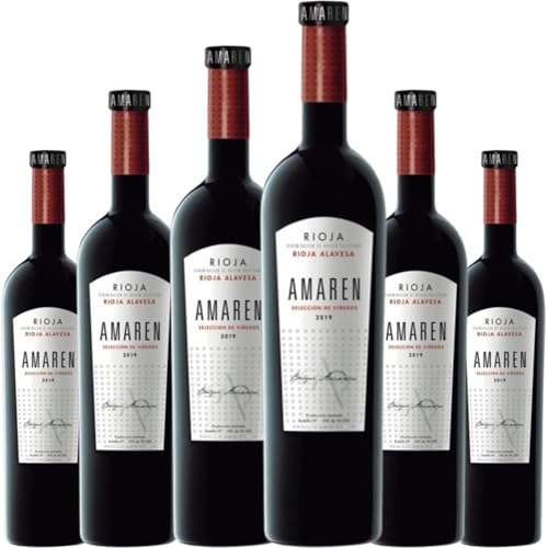 Amaren Selección de Viñedos Vino Tinto Crianza 14.5% Vol, Tempranillo y Garnacha con Carácter, Ideal para Carnes y Quesos, Compra Online con Envío Rápido| 6 botellas