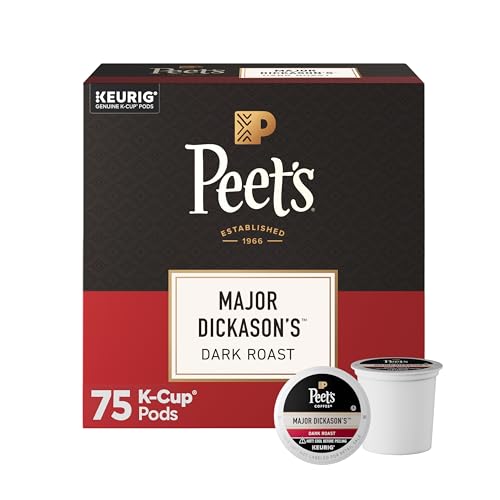 Peet's Coffee, Dark Roast Keurig K-Cup Pods, 100% Arabica Coffee - Major Dickason's Blend 75 Count (1 Box of 75 Pods)