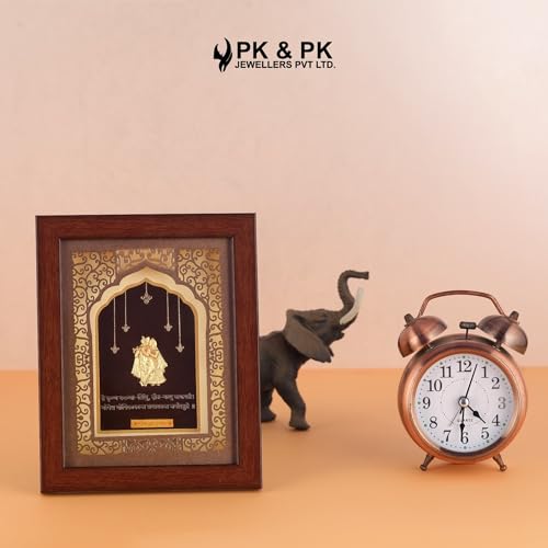 Image of Pk & Pk Jewellers Radha Krishna | 24KT Gold Frame | Temple Collection | Extra Small Size [14x18 cm] (For Premium Gift, Temple, Table Decor, Home Decoration)