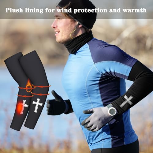 2 Pairs Thermal Arm Sleeves for Men Women Religious Faith Cross Compression Warmer Arm Sleeve for Cycling Basketball4