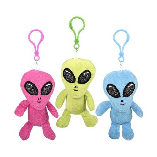 Alien Sensory Fidget Stretch Popper Backpack Clip Toys (Alien Backpack Clips), 3 ct