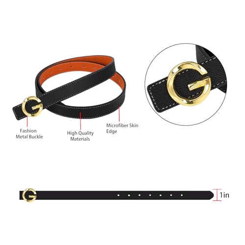Image of Aurolran Women's Leather Belt with Buckle - Ideal for Dresses, Jeans, and Coats