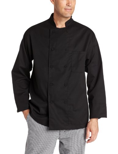 Dickies Men's Big and Tall Stephano Classic Chef Coat, Black, 5X-Large