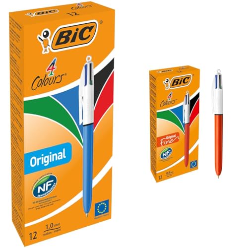 BIC 4 Couleurs Original stylos-bille rétractables pointes moyenne et fine