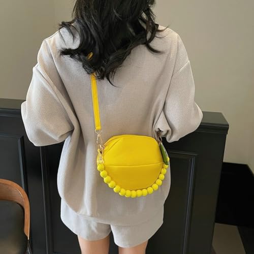 Lemon Peach Fruit Shaped Round Cute Crossbody Bags for Women Pu Leather Satchel Clutch Purse Novelty Shoulder Bag 20252