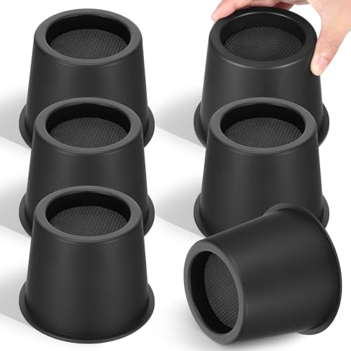 IANFAN 6 Pack Round Bed Risers 4 Inch Heavy Duty, Black Bed Lifts Risers Support up to 3300 Lbs Furniture Risers for Bed Desk Table Sofa Couch