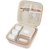 ALKOO Case Compatible with NIIMBOT B21 / Pro / B1 Label Maker Wireless Thermal Label Printer, Holder for Inkless Label Maker & Labeling Tapes Refills, with Mesh Pocket for Cable Accessories (Beige)